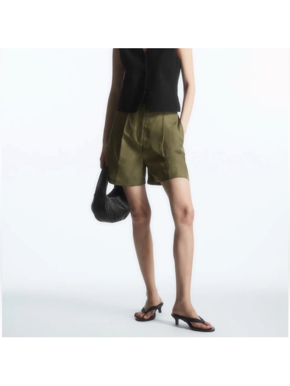 COS Women’s Olive High-Waist Tailored Shorts